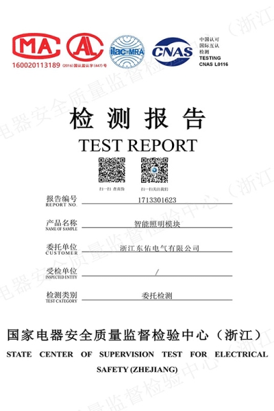 智能照明模块检验报告